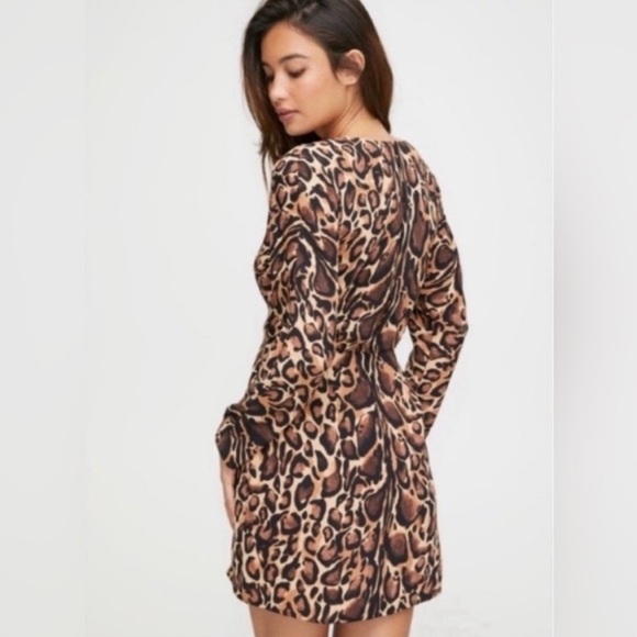 Babaton Samson Long Sleeve Chestnut Black Animal Print Dress - Picture 3 of 16
